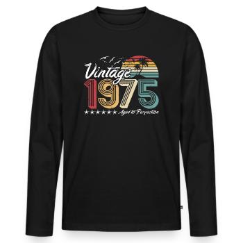 Retro Vintage 1975 - 45e anniversaire - T-shirt manches longues Premium bio Homme - noir - Devant - Nico (187cm)