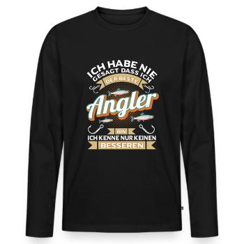Angeln Angler Fische fangen Rentner Angelshirt - Männer Premium Bio Langarmshirt - Schwarz - Vorne - Nico (187cm)