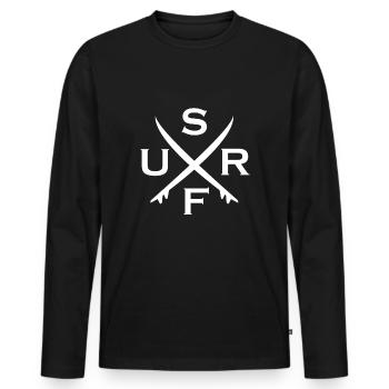 surfen surfbretter surfer wellenreiten surfen - Männer Premium Bio Langarmshirt - Schwarz - Vorne - Nico (187cm)