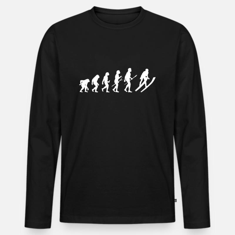 Ski Evolution - Männer Premium Bio Langarmshirt - Schwarz