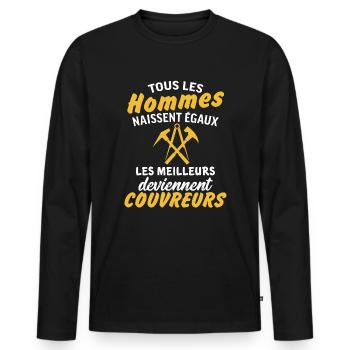 les meilleurs deviennent couvreurs cadeau couvreur - T-shirt manches longues Premium bio Homme - noir - Devant - Nico (187cm)