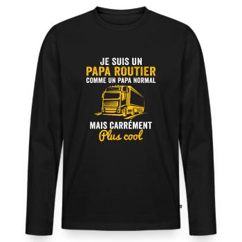 Je suis un papa routier cadeau routier chauffeur - T-shirt manches longues Premium bio Homme - noir - Devant - Nico (187cm)