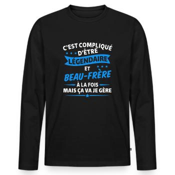 légendaire et beau frère - T-shirt manches longues Premium bio Homme - noir - Devant - Nico (187cm)