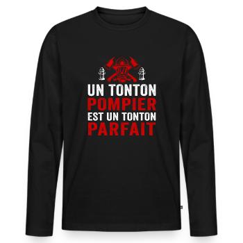 Un tonton pompier est un tonton parfait - T-shirt manches longues Premium bio Homme - noir - Devant - Nico (187cm)