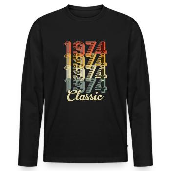 Classic 1974 retro t-shirt 1974 - T-shirt manches longues Premium bio Homme - noir - Devant - Nico (187cm)