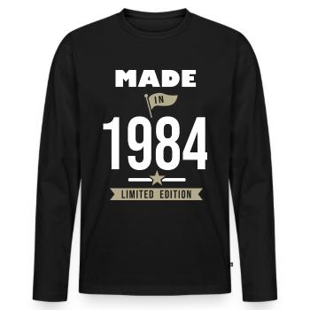 MADE IN 1984 Born in 1984 Anniversary - Men's Premium Organic Long Sleeve Shirt - black - Front - Nico (187cm)