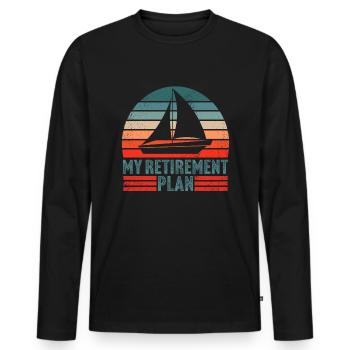 My retirement plan retro sailing sailboat - Männer Premium Bio Langarmshirt - Schwarz - Vorne - Nico (187cm)