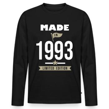 MADE IN 1993 né en 1993 anniversaire 30 ans - T-shirt manches longues Premium bio Homme - noir - Devant - Nico (187cm)