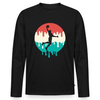 joueur de basket-ball joueur de basket-ball dégoulinant joueur de basket-ball - T-shirt manches longues Premium bio Homme - noir - Devant - Nico (187cm)