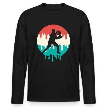 Joueur de padel dégoulinant de padel padel - T-shirt manches longues Premium bio Homme - noir - Devant - Nico (187cm)