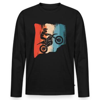 Moto Vintage Motorsport Dirtbike Motocross - T-shirt manches longues Premium bio Homme - noir - Devant - Nico (187cm)
