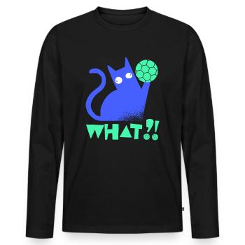 Handball Katze lustig Handballspieler Handballer - Männer Premium Bio Langarmshirt - Schwarz - Vorne - Nico (187cm)