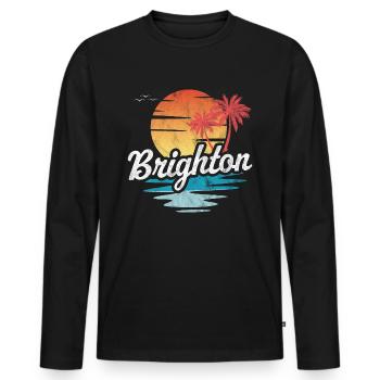 Brighton - T-shirt manches longues Premium bio Homme - noir - Devant - Nico (187cm)