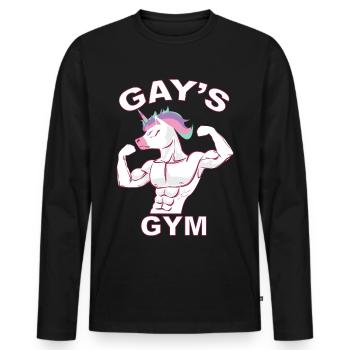 Gay’s Gym Gay Licorne Gay Gay - T-shirt manches longues Premium bio Homme - noir - Devant - Nico (187cm)