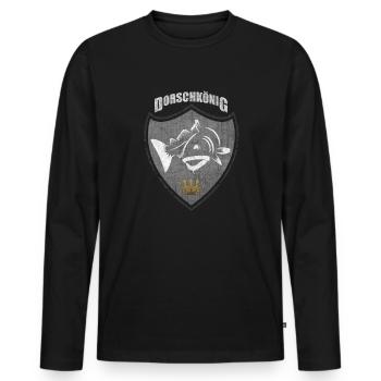 Dorschkönig - Das Dorsch T-Shirt - Männer Premium Bio Langarmshirt - Schwarz - Vorne - Nico (187cm)