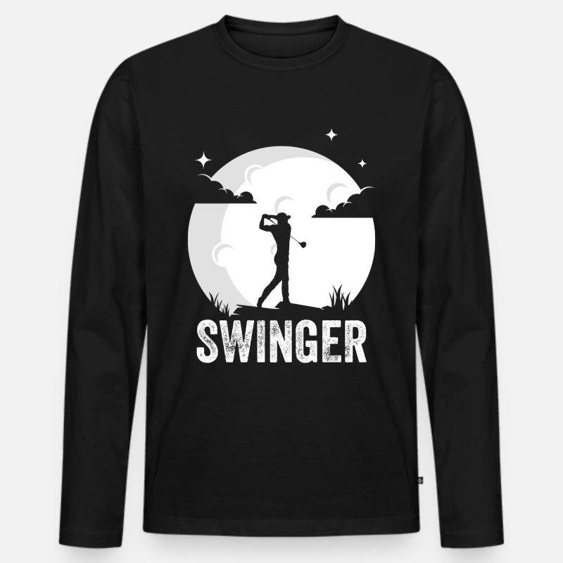 Golf Swinger Golfer Golfer Golf - Männer Premium Bio Langarmshirt - Schwarz