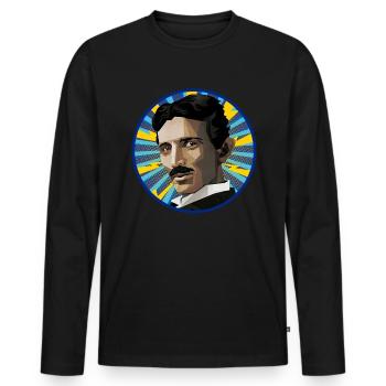 Nicola Tesla Popart - Men's Premium Organic Long Sleeve Shirt - black - Front - Nico (187cm)