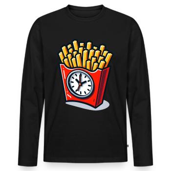 C’est l’heure des frites, de la restauration rapide - T-shirt manches longues Premium bio Homme - noir - Devant - Nico (187cm)