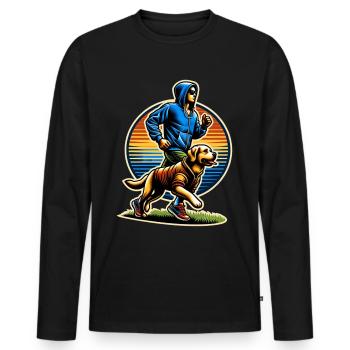 Jogging with Dog Jogging Dog Run - Men's Premium Organic Long Sleeve Shirt - black - Front - Nico (187cm)