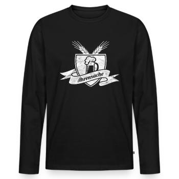 Ährensache used look - Männer Premium Bio Langarmshirt - Schwarz - Vorne - Nico (187cm)