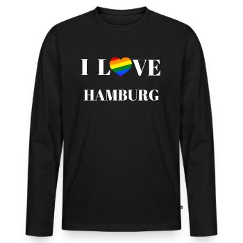 Hamburg - Idée cadeau - T-shirt manches longues Premium bio Homme - noir - Devant - Nico (187cm)