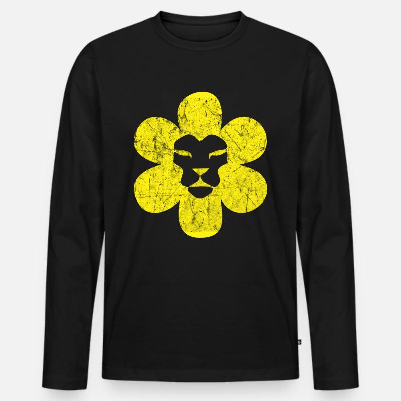 Löwe - Männer Premium Bio Langarmshirt - Schwarz