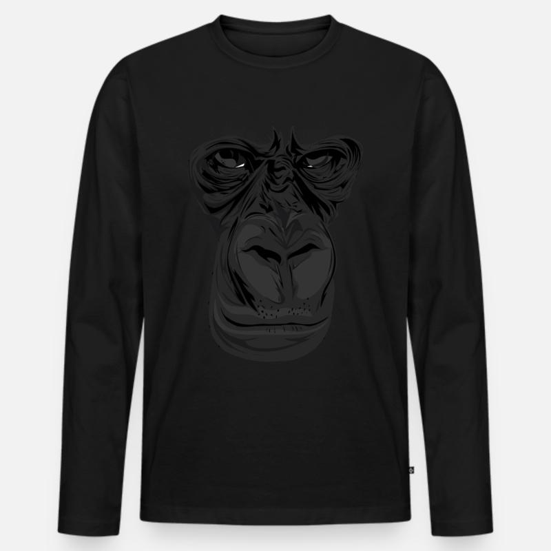 Gorilla - Männer Premium Bio Langarmshirt - Schwarz