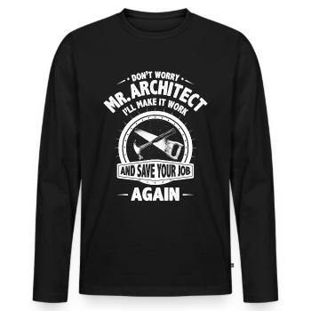 Zimmerer Zimmermann Zimmerei Zimmern Zimmerin - Männer Premium Bio Langarmshirt - Schwarz - Vorne - Nico (187cm)
