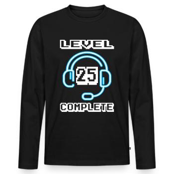 25 Years Birthday Gamer Gift - Men's Premium Organic Long Sleeve Shirt - black - Front - Nico (187cm)