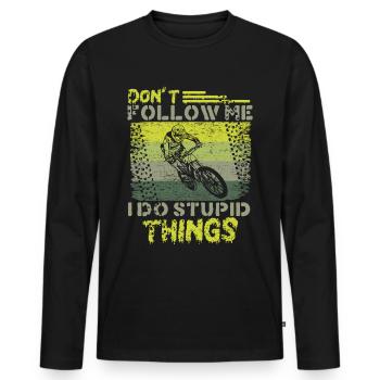 Cadeau VTT VTT descente - T-shirt manches longues Premium bio Homme - noir - Devant - Nico (187cm)
