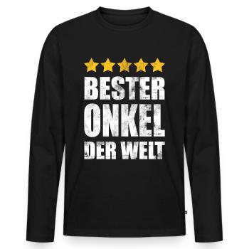 BESTER ONKEL DER WELT - Männer Premium Bio Langarmshirt - Schwarz - Vorne - Nico (187cm)