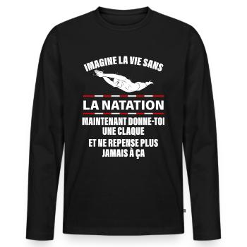 Natation - T-shirt manches longues Premium bio Homme - noir - Devant - Nico (187cm)