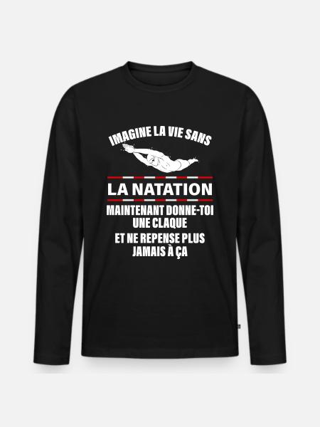 Natation - T-shirt manches longues Premium bio Homme - noir