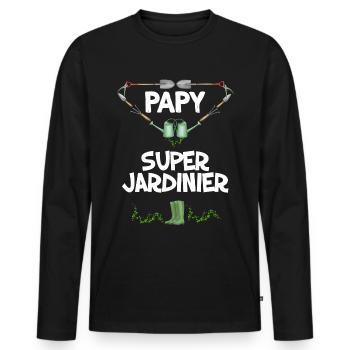 Super papy jardinier, idée cadeau retraité - T-shirt manches longues Premium bio Homme - noir - Devant - Nico (187cm)