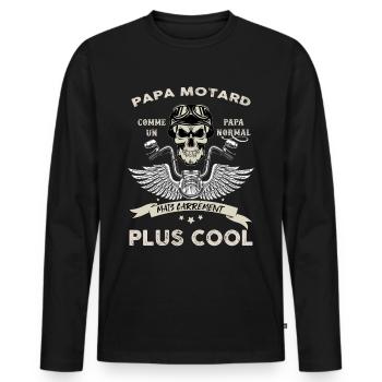 Papa motard carrément cool - T-shirt manches longues Premium bio Homme - noir - Devant - Nico (187cm)