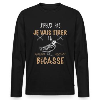 Chasse tirer la becasse saisson de chasse humour - T-shirt manches longues Premium bio Homme - noir - Devant - Nico (187cm)