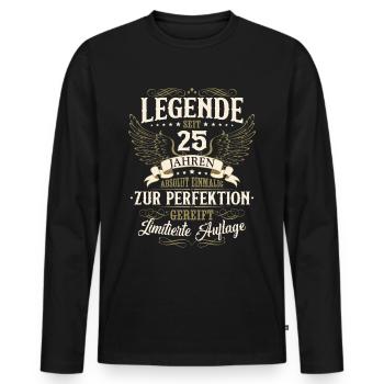 25 Geburtstag Legende Geburtstagsspruch 25 Jahre - Männer Premium Bio Langarmshirt - Schwarz - Vorne - Nico (187cm)