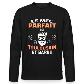 Mac Toulousain Et Parfait - T-shirt manches longues Premium bio Homme - noir - Devant - Nico (187cm)