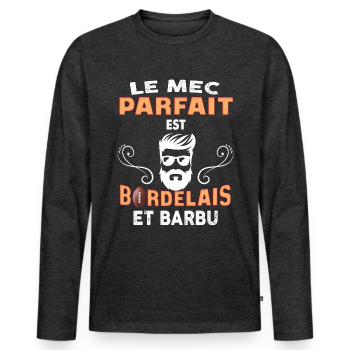 Mac Bordelais Et Parfait - T-shirt manches longues Premium bio Homme - anthracite chiné - Devant - Nico (187cm)