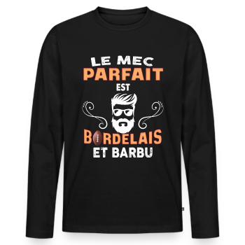 Mac Bordelais Et Parfait - T-shirt manches longues Premium bio Homme - noir - Devant - Nico (187cm)
