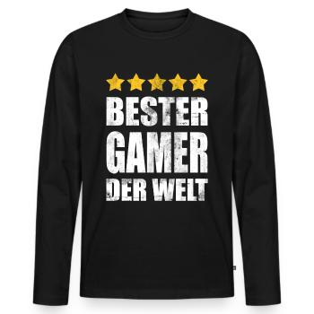 Bester Gamer Der Welt Gaming Vintage - Männer Premium Bio Langarmshirt - Schwarz - Vorne - Nico (187cm)