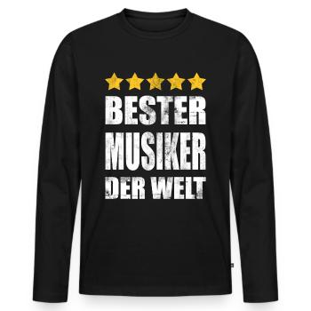 Bester Musiker Der Welt Vintage - Männer Premium Bio Langarmshirt - Schwarz - Vorne - Nico (187cm)