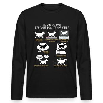 Chien Passion - T-shirt manches longues Premium bio Homme - noir - Devant - Nico (187cm)