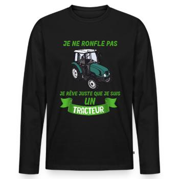 Je Suis un tracteur Et Je Ronfle Cadeau Homme - T-shirt manches longues Premium bio Homme - noir - Devant - Nico (187cm)