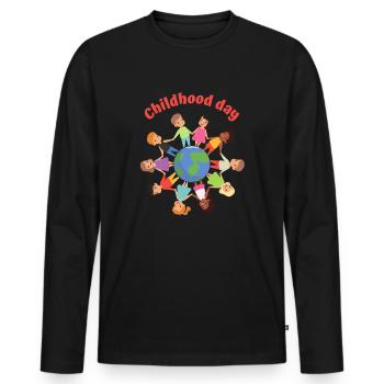 Journée de l’enfance - T-shirt manches longues Premium bio Homme - noir - Devant - Nico (187cm)