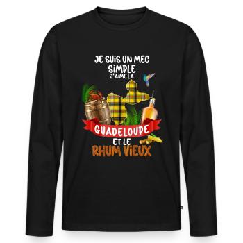 Guadeloupe et Le Rhum Vieux Pour Un Mec - T-shirt manches longues Premium bio Homme - noir - Devant - Nico (187cm)