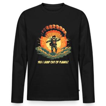Adrenaline rush in the sky - skydiving Sky - Men's Premium Organic Long Sleeve Shirt - black - Front - Nico (187cm)