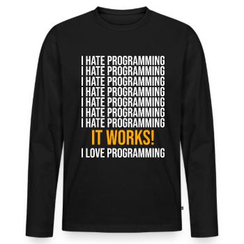 Programmierer Entwickler Programmierer Programmieren IT Computer - Männer Premium Bio Langarmshirt - Schwarz - Vorne - Nico (187cm)
