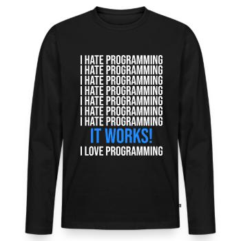 Programmierer Entwickler Programmierer Programmieren IT Computer - Männer Premium Bio Langarmshirt - Schwarz - Vorne - Nico (187cm)