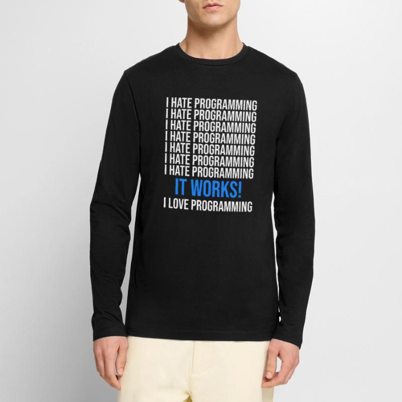 Codeur Développeur Programmeur Codage informatique informatique T-shirt manches longues Premium bio Homme